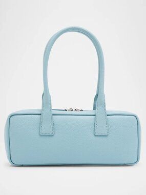 STAUD The Dude Zip Leather Shoulder Bag in Blue Mist, NWT